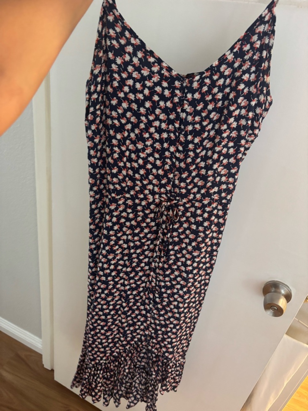Rails Navy Floral Button-Front Dress with Waist Tie